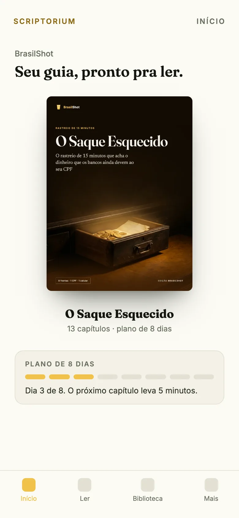 O guia O Saque Esquecido aberto no app