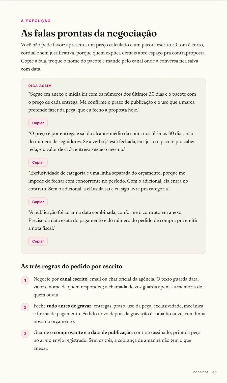 Falas prontas: A fala exata pra mandar o mídia kit, cobrar a exclusividade e pedir a data do pagamento